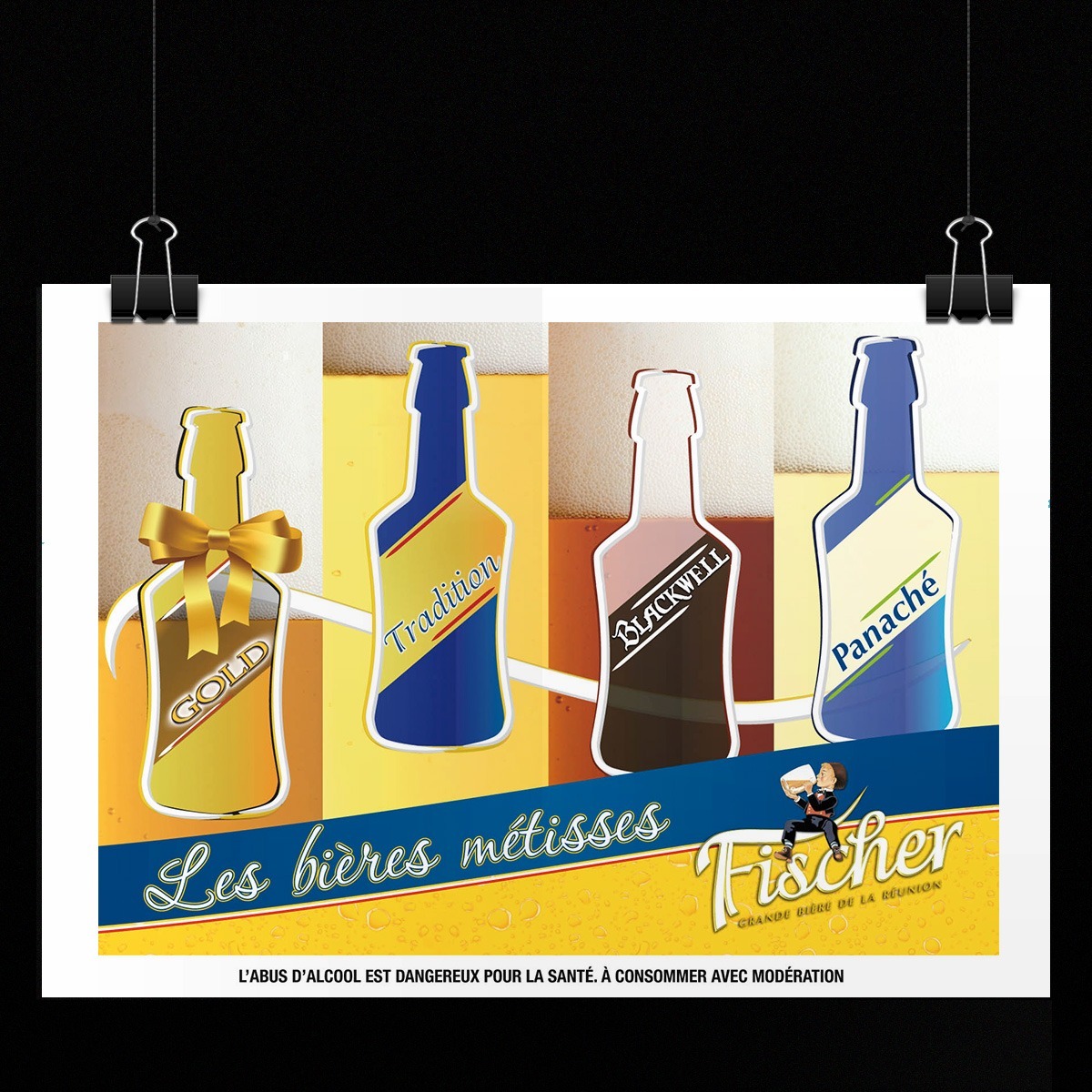 Campagne Rétro Fischer Réunion_L'Abus d'alcool est dangereux pour la santé, à consommer avec modération.